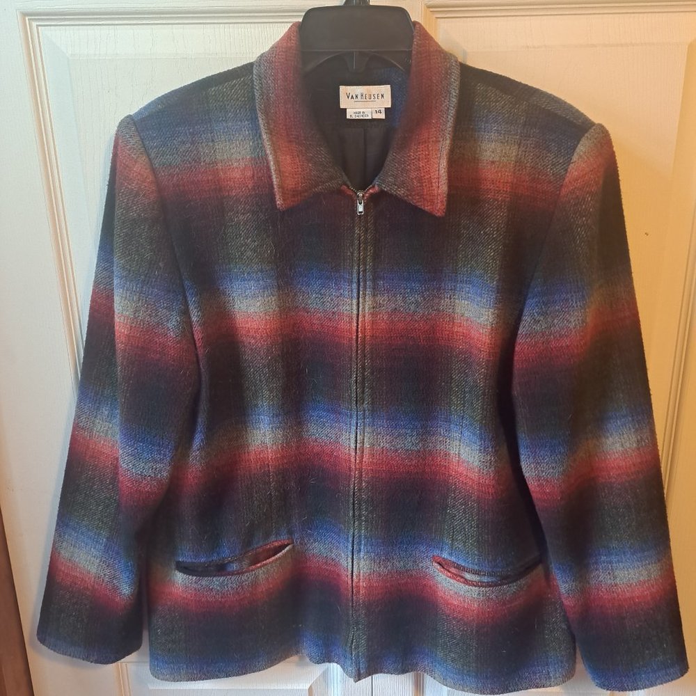 Van Heusen Zip-Front Jacket -14 - Plaid - Red Blue Black
